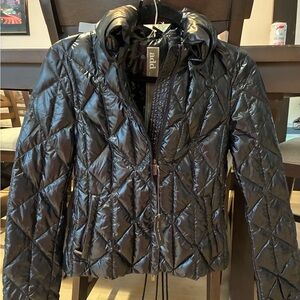 Add Down Shiny Black Quilted Puffer Jacket